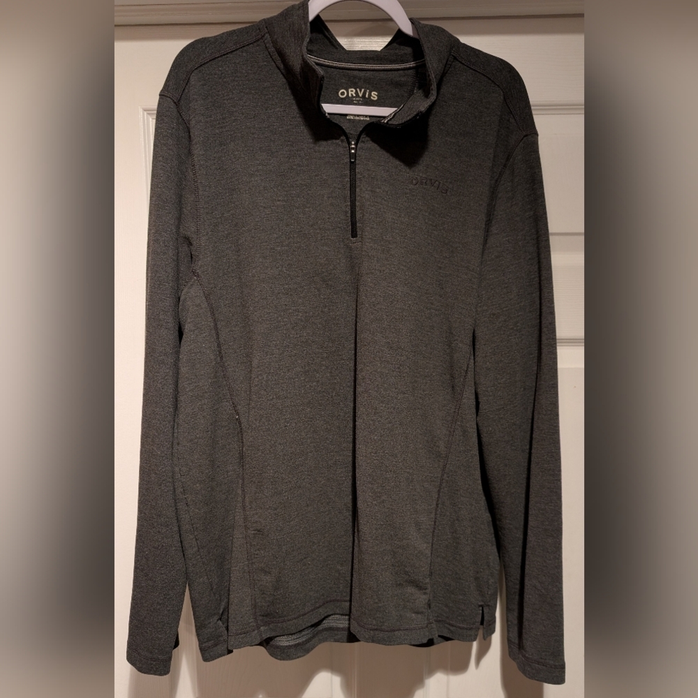 Orvis Men's Gray Lightweight Stretch Quarter Zip Size XL Rayon Polyester Spandex - Picture 1 of 16